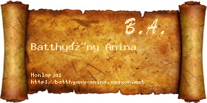Batthyány Anina névjegykártya